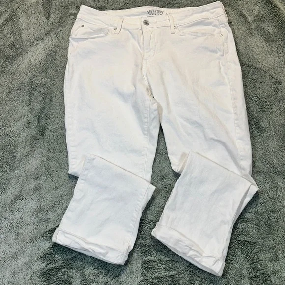 Signature by Levi Strauss & Co Womens Modern Capri White Denim Jeans Size 12 W31 - Picture 1 of 11
